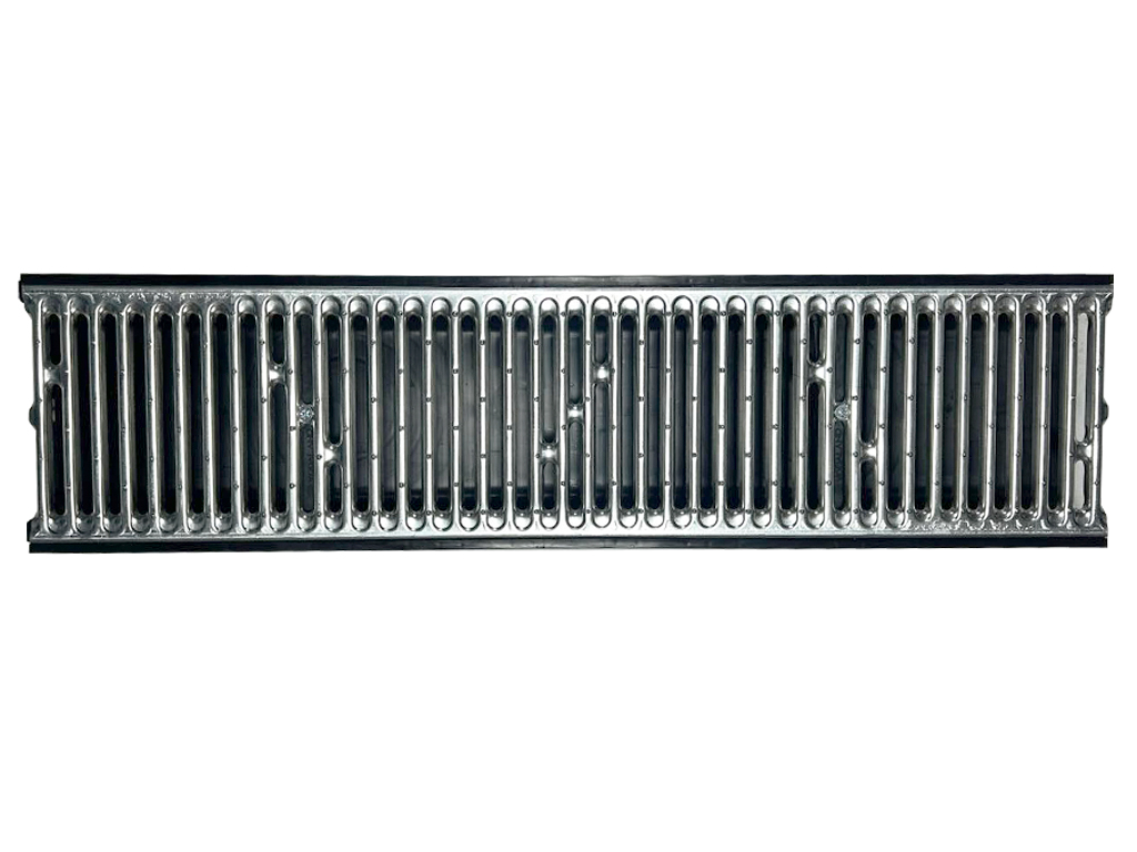 Лоток водоотводный пластиковый BASE DN200 H100 с решеткой щелевой стальной оцинкованной A15